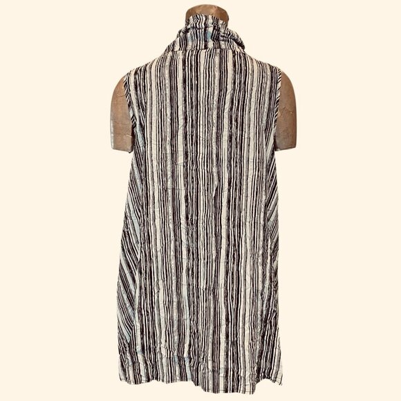 LIV BY HABITAT Lightweight Sleeveless Crinkle Tunic Top Striped Sz M #275H - Picture 4 of 9